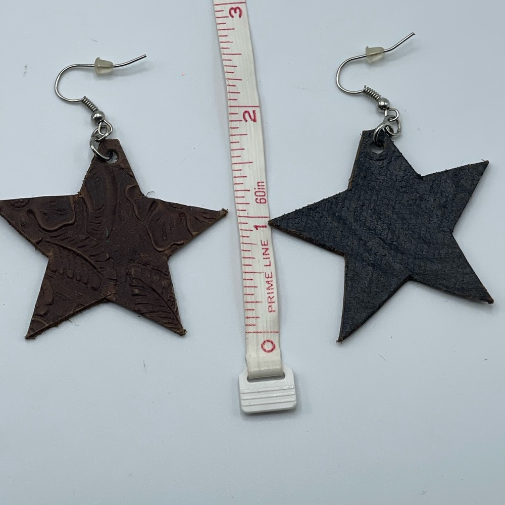 Star-Shaped Leather Earrings